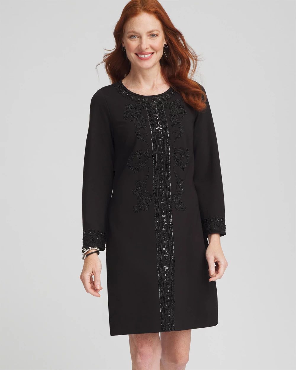 Embellished Ponte Sheath Dress | Chico's Embellished Ponte Sheath Dress | Chico's
